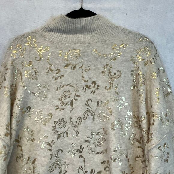 NWT LIZ CLAIBORNE Women’s Plus Sweater 3X Mock Neck Gold Scroll Pullover LS NEW - Picture 13 of 16